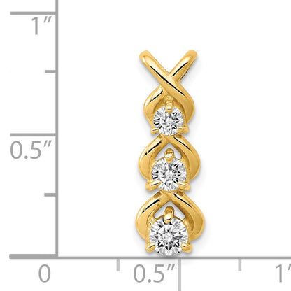 14k Complete 1/2 carat Three-stone A Diamond Criss-Cross Chain Slide