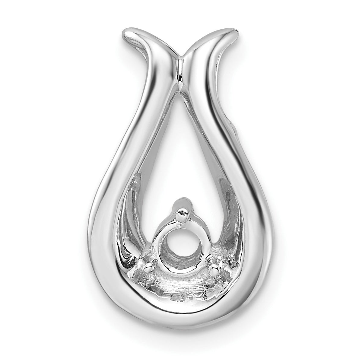 14k White Gold Holds 3.4mm Stone Teardrop-Shape Chain Slide Mounting