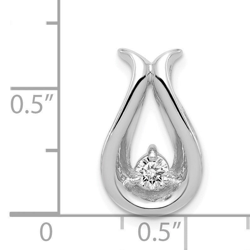 14k White Gold Complete 3.4mm A Diamond Teardrop-Shape Chain Slide