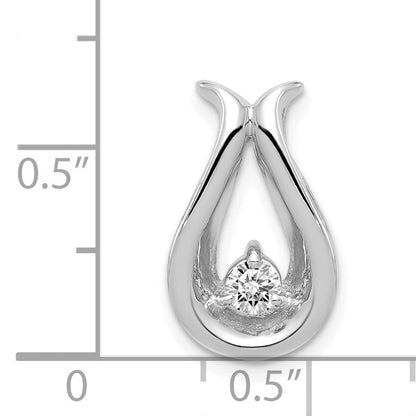 14k White Gold Complete 3.4mm A Diamond Teardrop-Shape Chain Slide