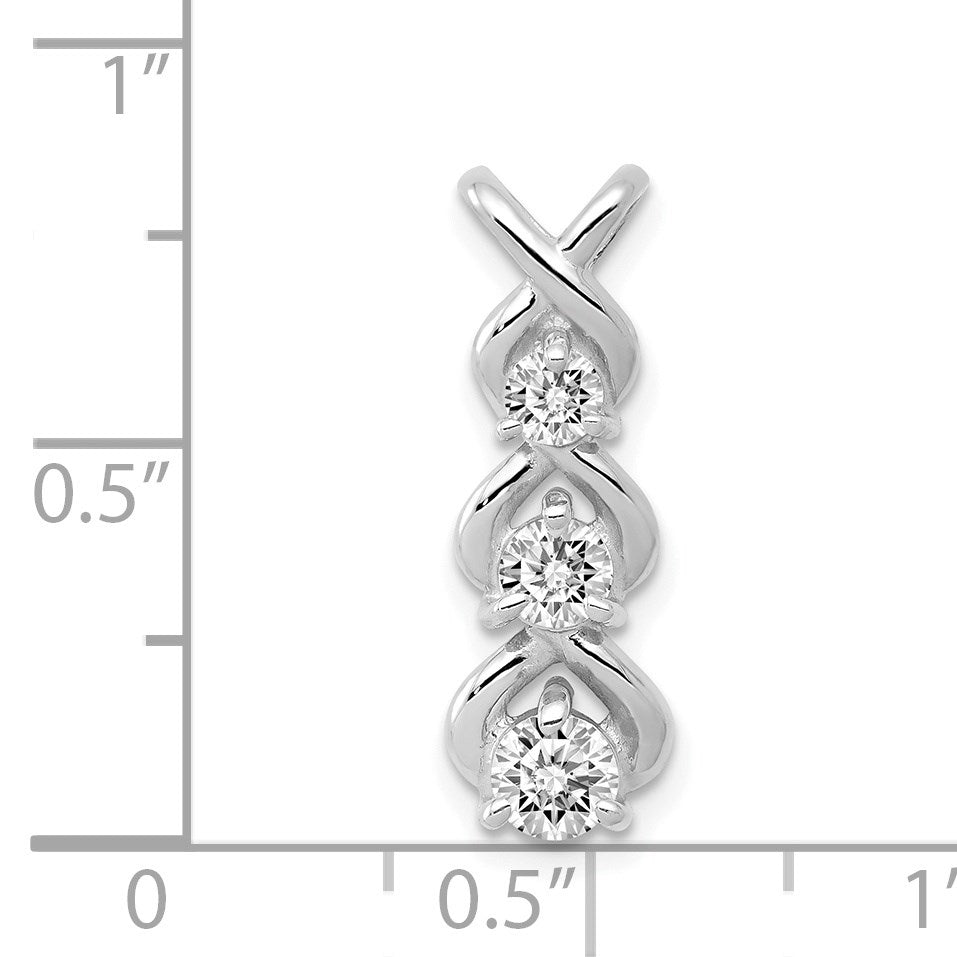 14k White Gold Complete 1/2 carat Three-stone AA Diamond Criss-Cross Chain Slide