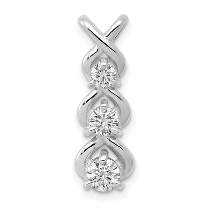 14k White Gold Complete 1/2 carat Three-stone AA Diamond Criss-Cross Chain Slide