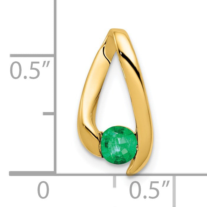 14k 4mm Round Emerald Chain Slide