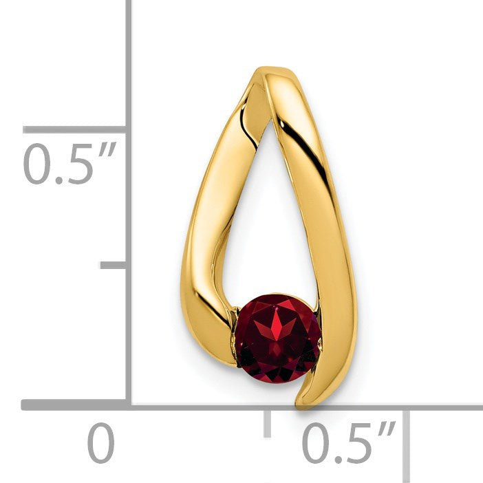 14k 4mm Round Garnet Chain Slide
