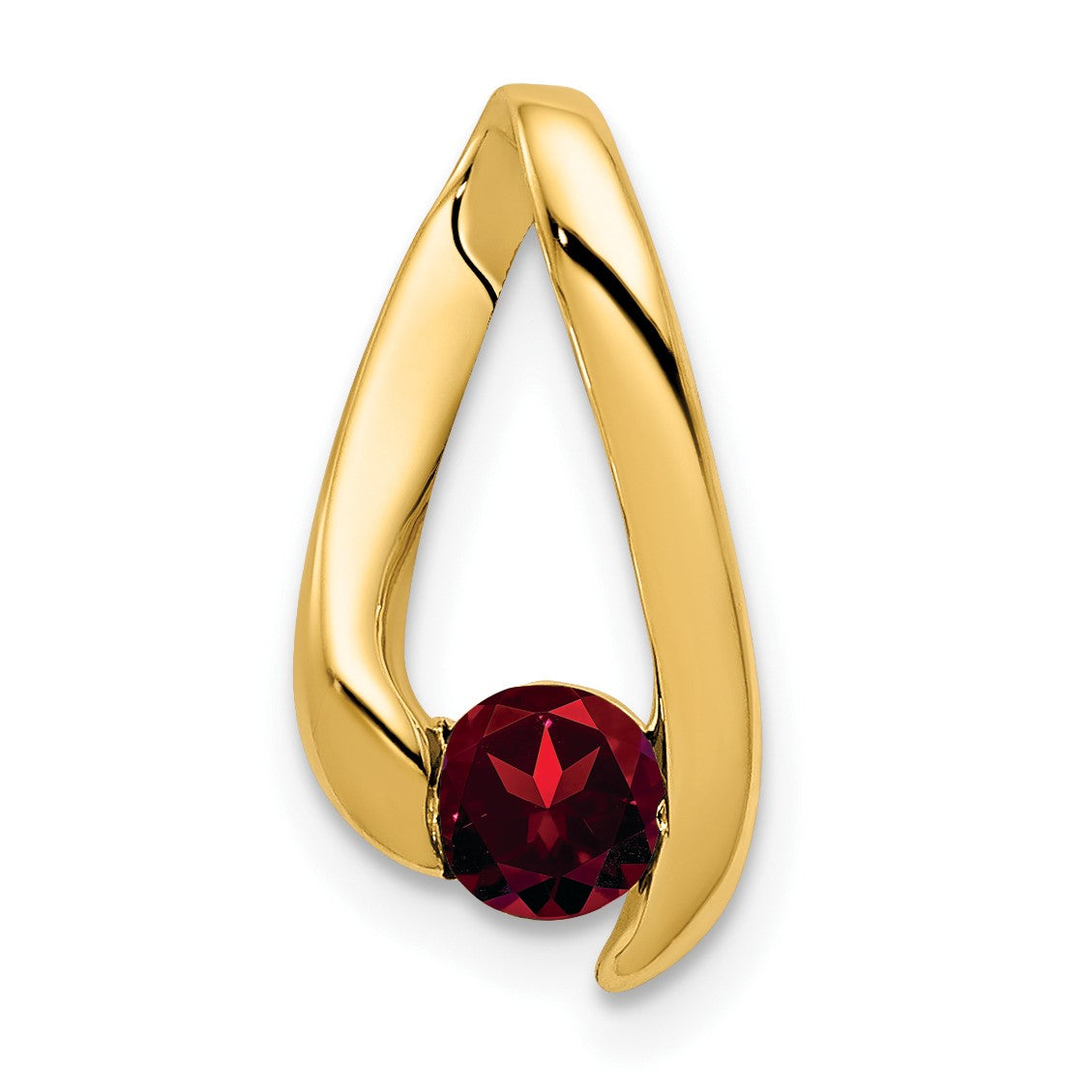 14k 4mm Round Garnet Chain Slide