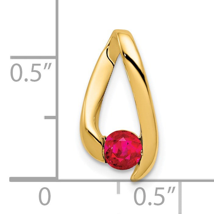 14k 4mm Round Ruby Chain Slide