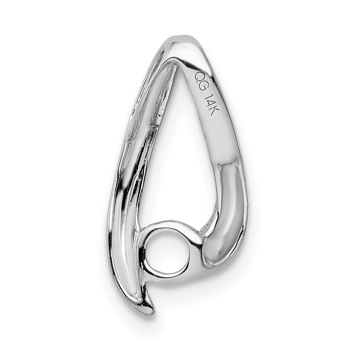 14k White Gold 4mm Round Stone Chain Slide Mounting