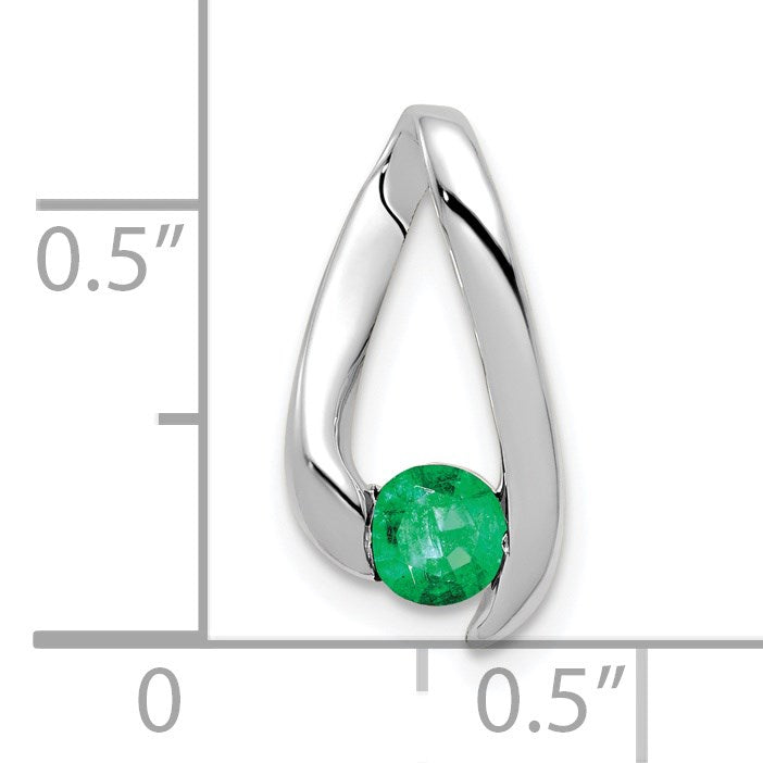 14k White Gold 4mm Round Emerald Chain Slide