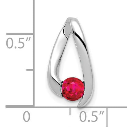 14k White Gold 4mm Round Ruby Chain Slide
