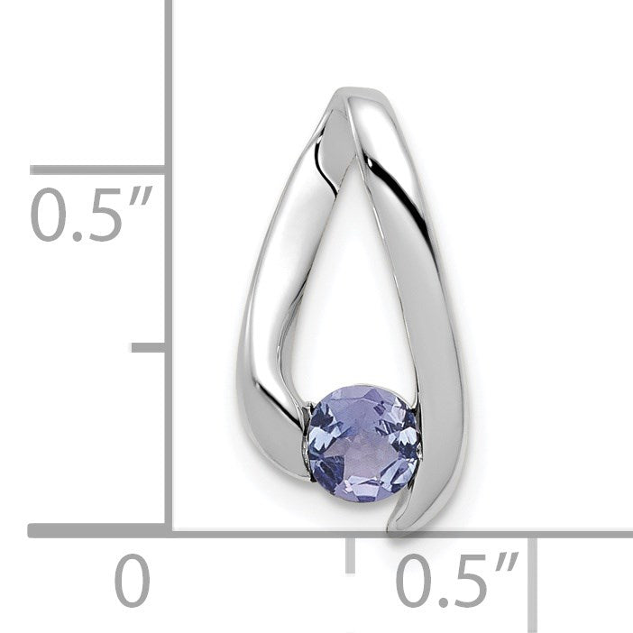 14k White Gold 4mm Round Tanzanite Chain Slide