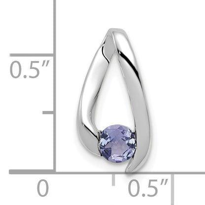 14k White Gold 4mm Round Tanzanite Chain Slide