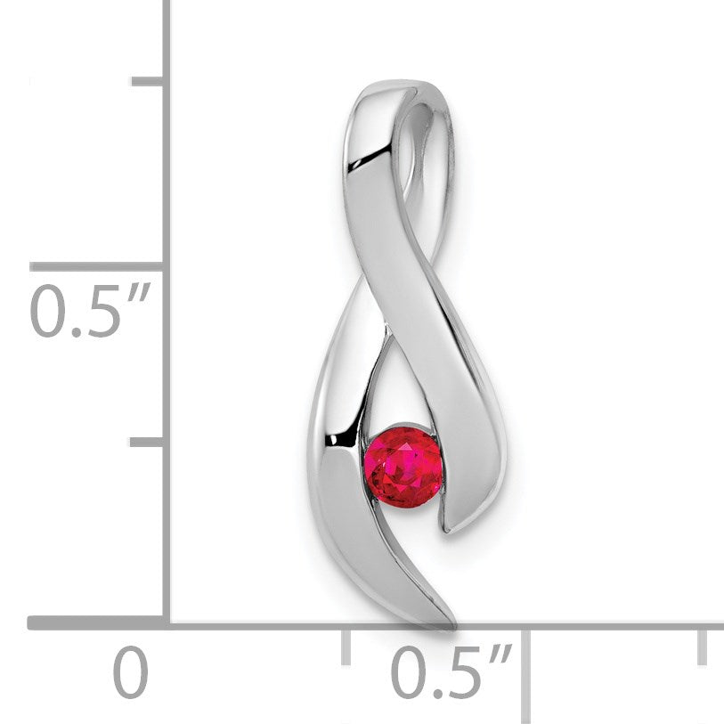 14k White Gold 3mm Ruby Ribbon Slide Fits up to 4mm Fancy Omega