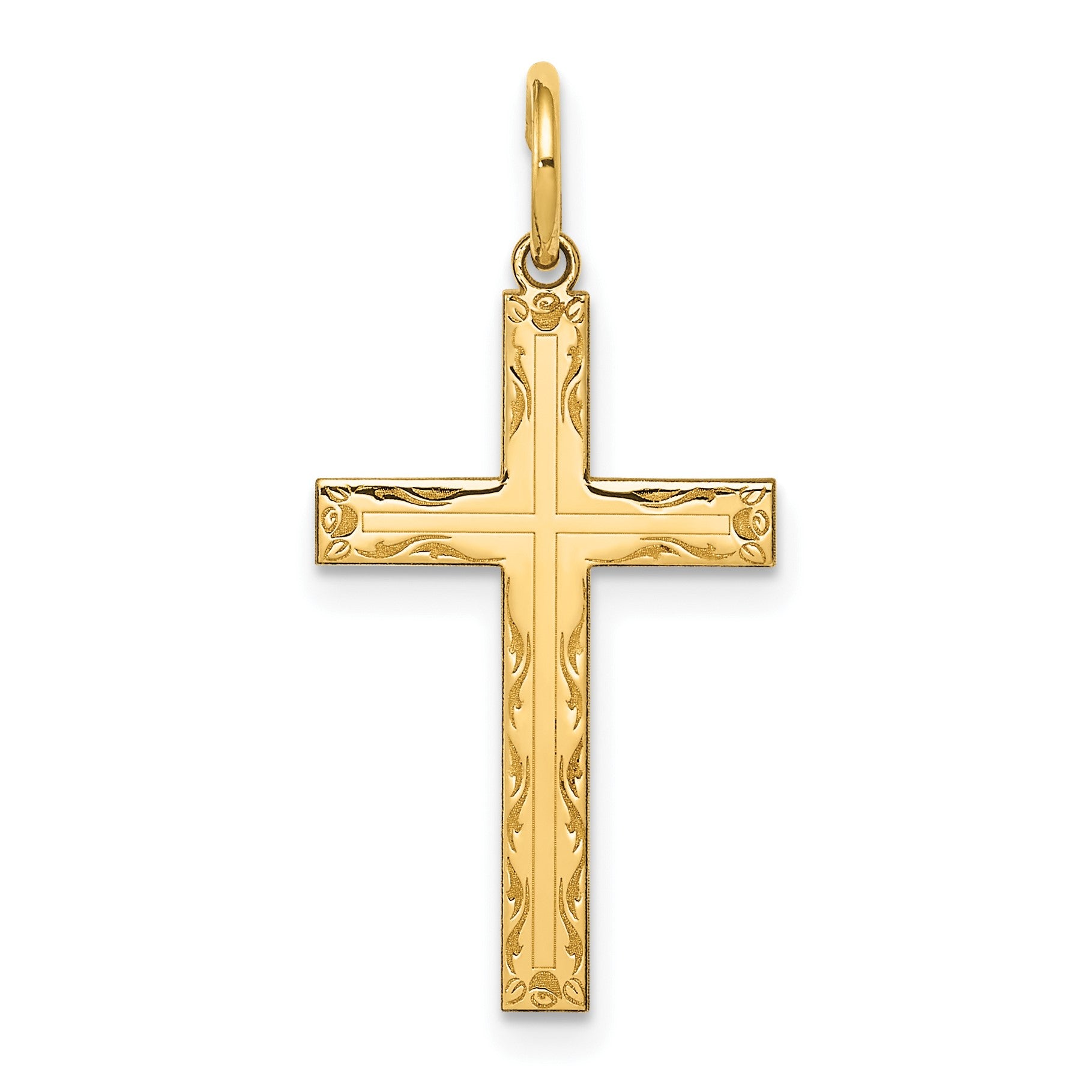 14K Laser Designed Cross Pendant