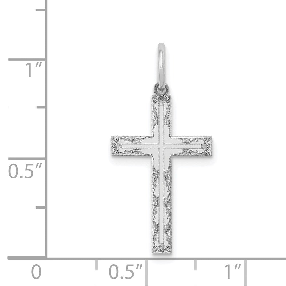 14K White Gold Laser Designed Cross Pendant