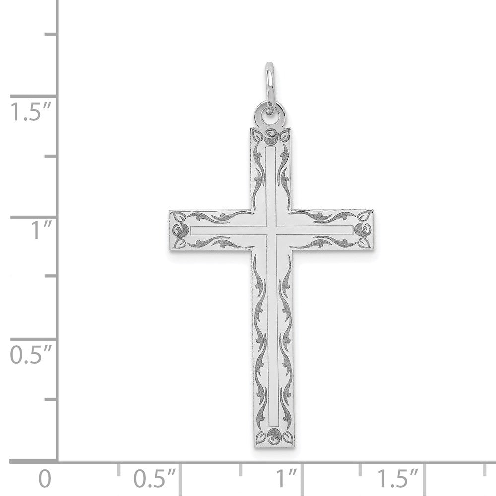 14K White Gold Laser Designed Cross Pendant