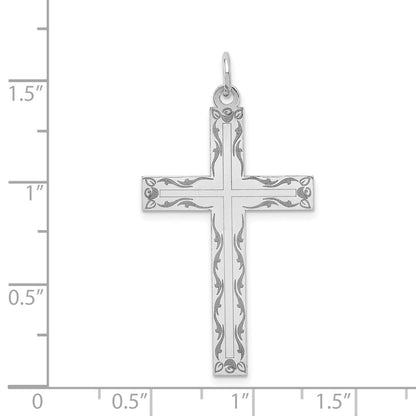 14K White Gold Laser Designed Cross Pendant