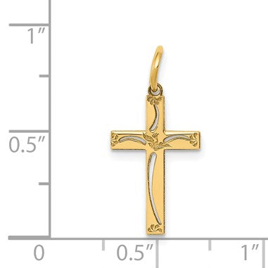 14K Laser Designed Cut-out Cross Charm
