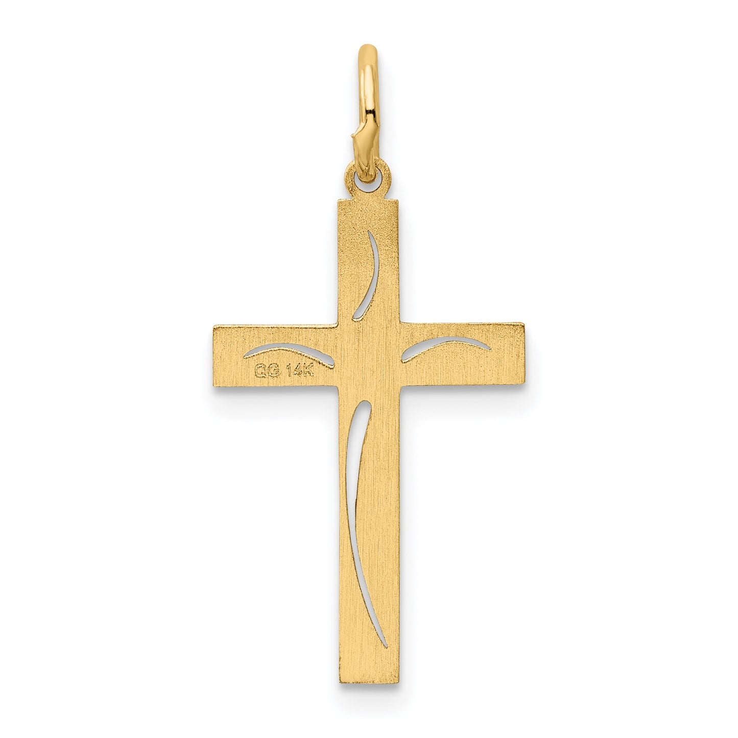 14K Laser Designed Cut-out Cross Charm