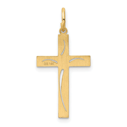 14K Laser Designed Cut-out Cross Charm