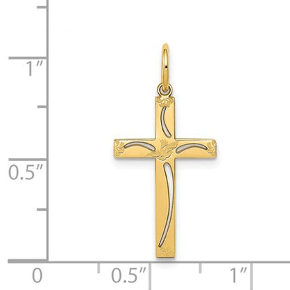 14K Laser Designed Cut-out Cross Charm