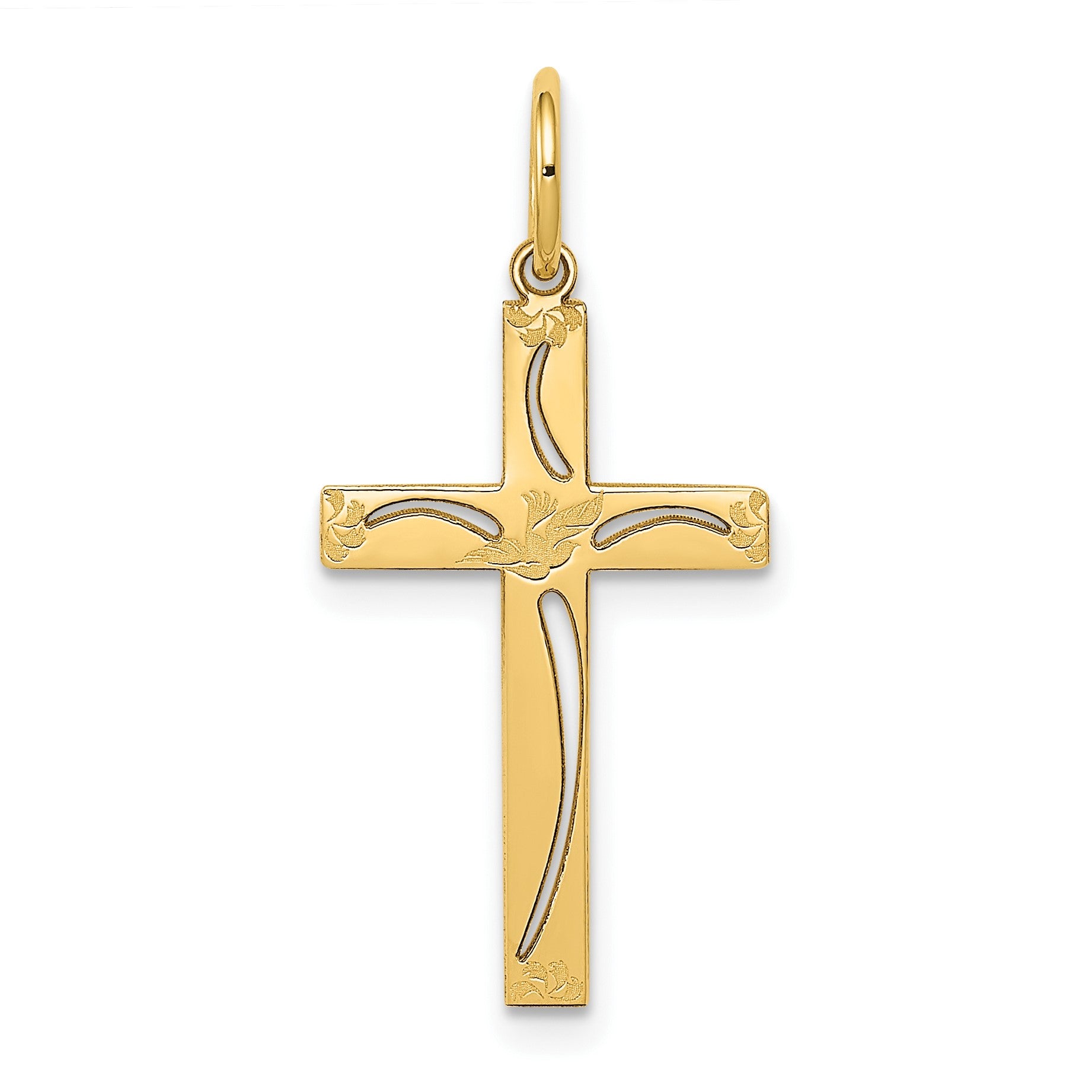 14K Laser Designed Cut-out Cross Charm