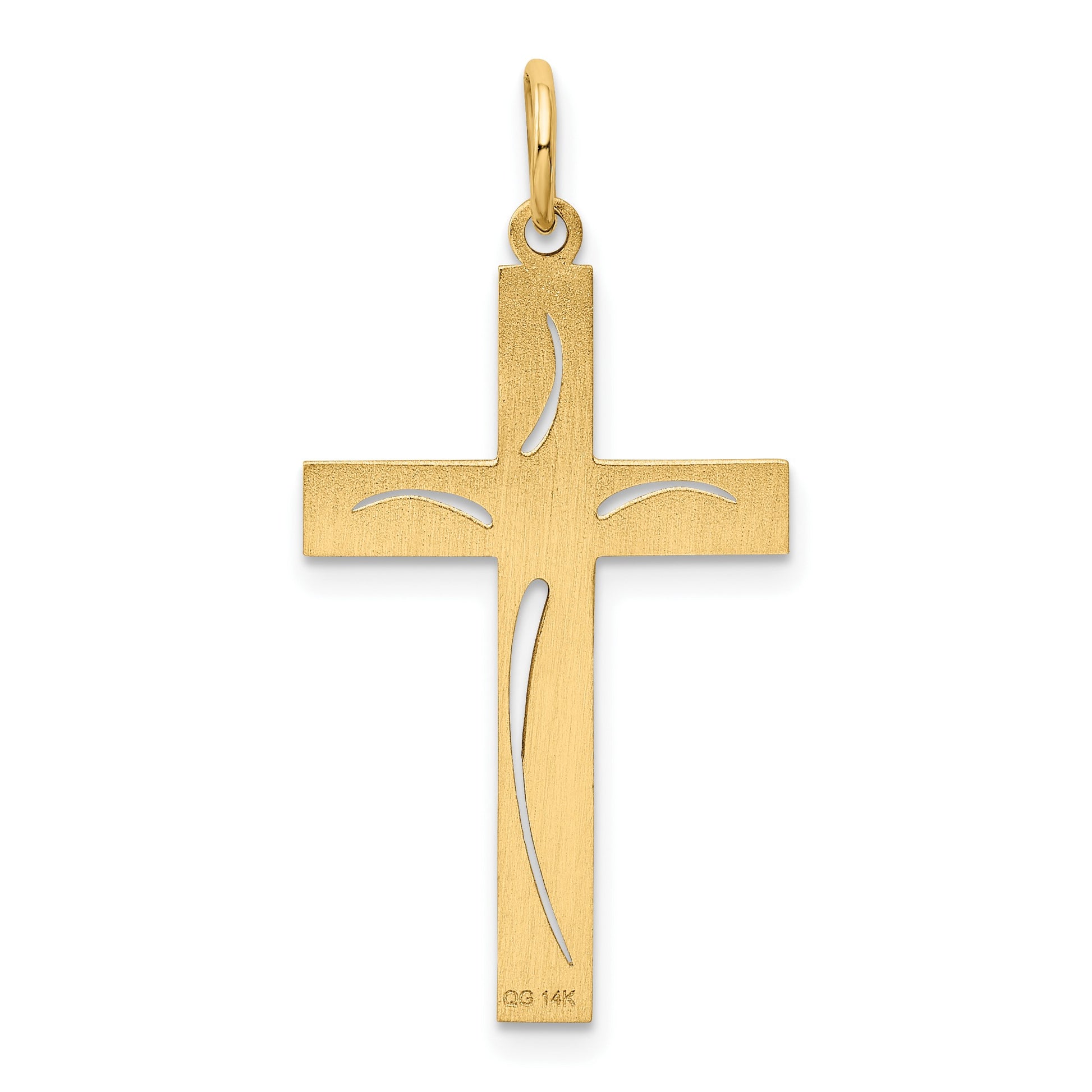14K Laser Designed Cut-out Cross Charm