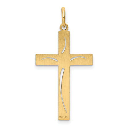 14K Laser Designed Cut-out Cross Charm