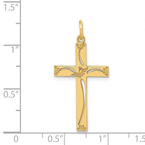 14K Laser Designed Cut-out Cross Charm