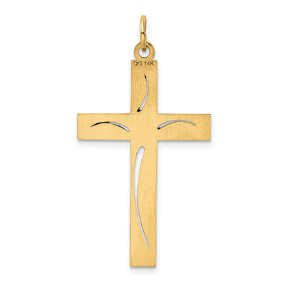 14K Laser Designed Cut-out Cross Charm