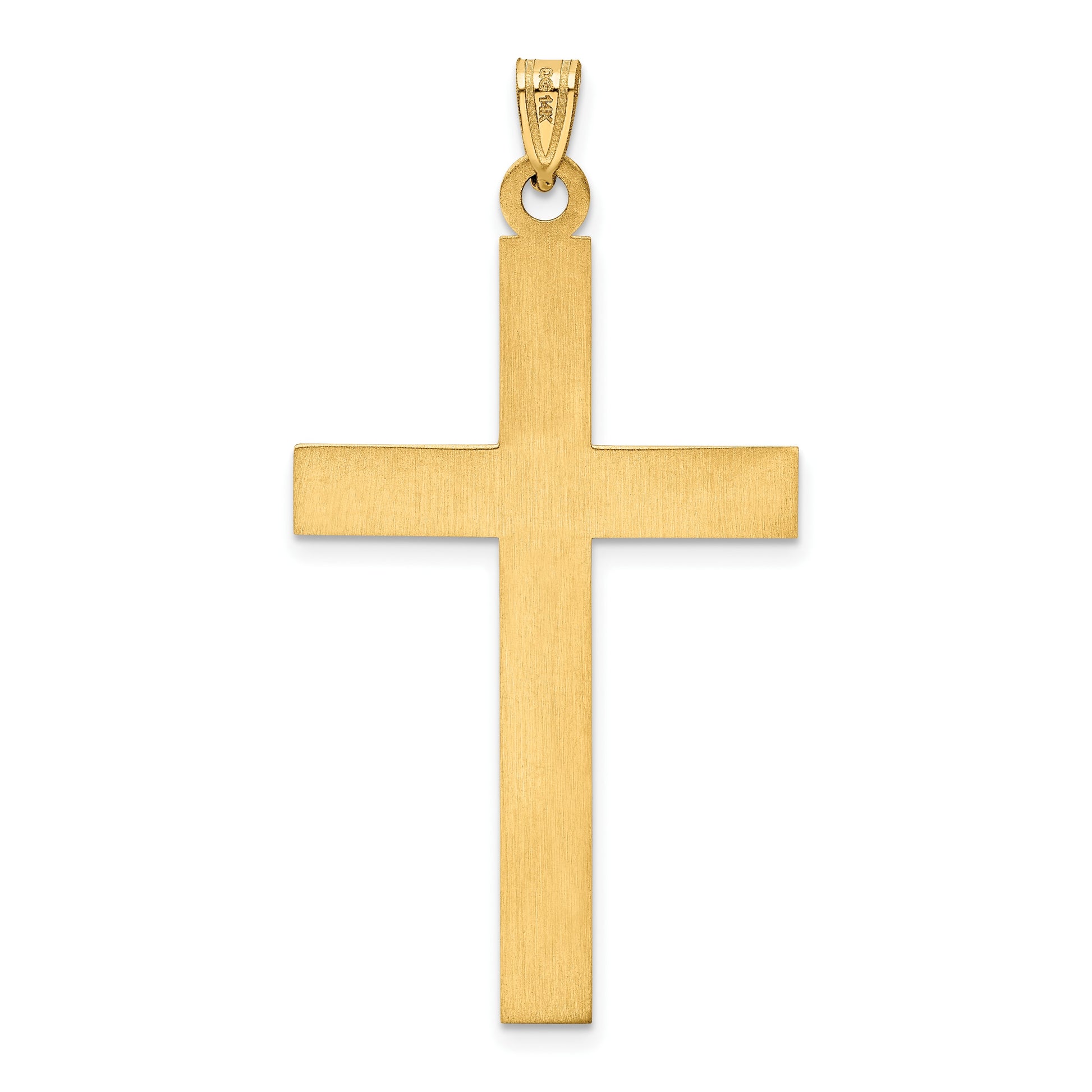14k Solid Laser Etched Cross Pendant