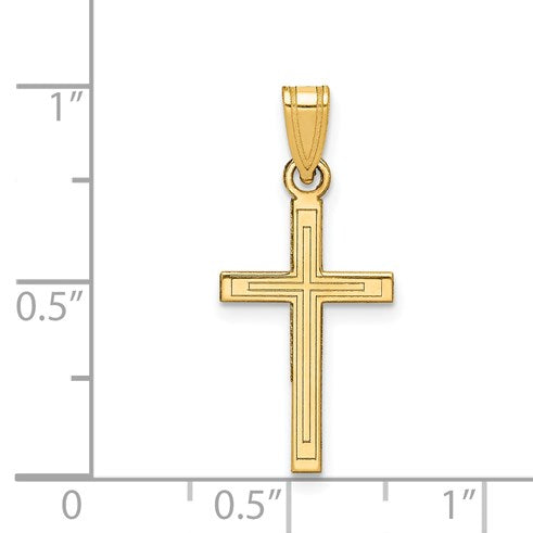 14k Solid Laser Etched Cross Pendant