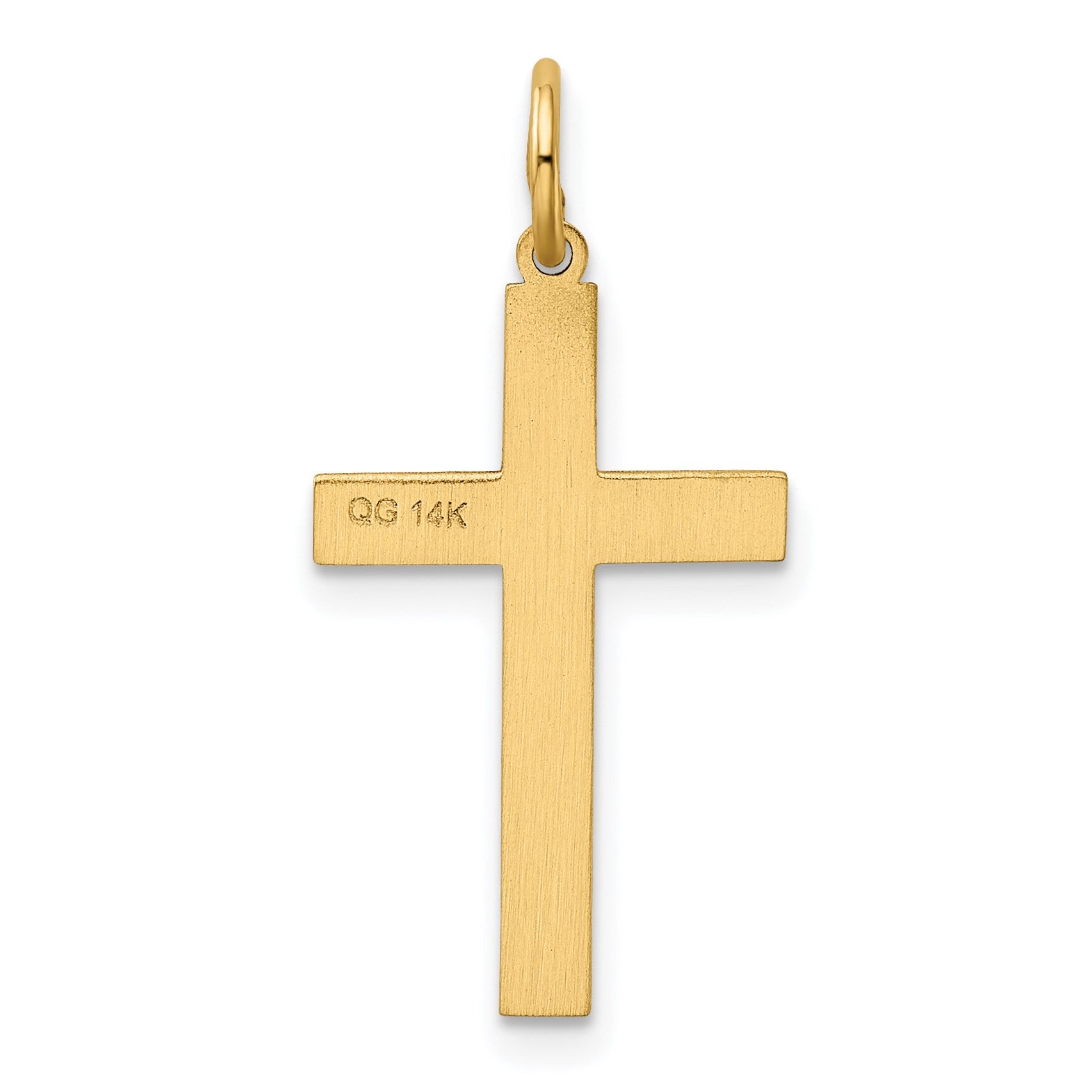 14K Laser Designed Cross with Hearts Charm