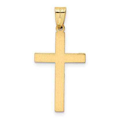 14k Solid Laser Etched Cross Pendant
