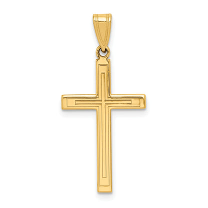 14k Solid Laser Etched Cross Pendant