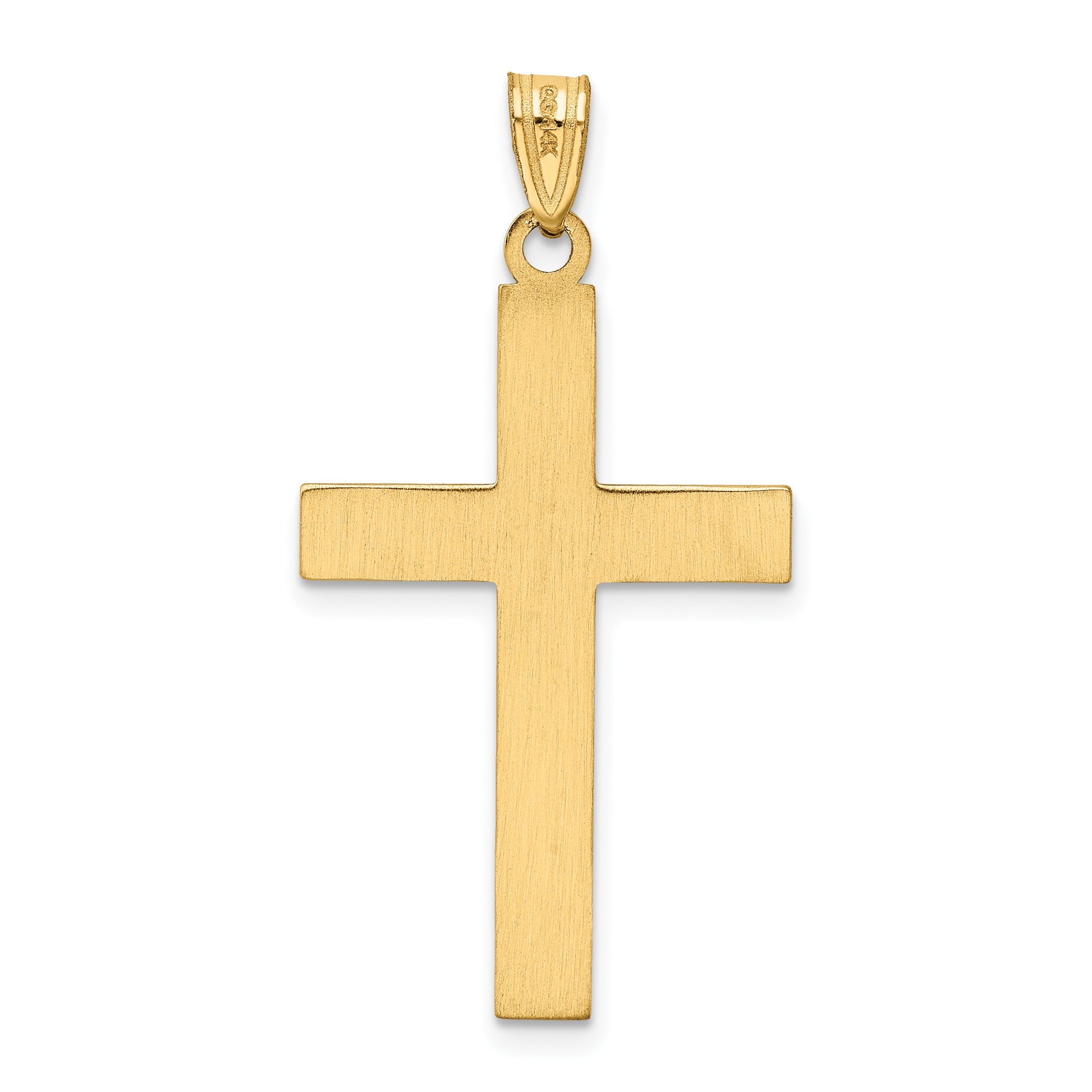 14k Solid Laser Etched Cross Pendant