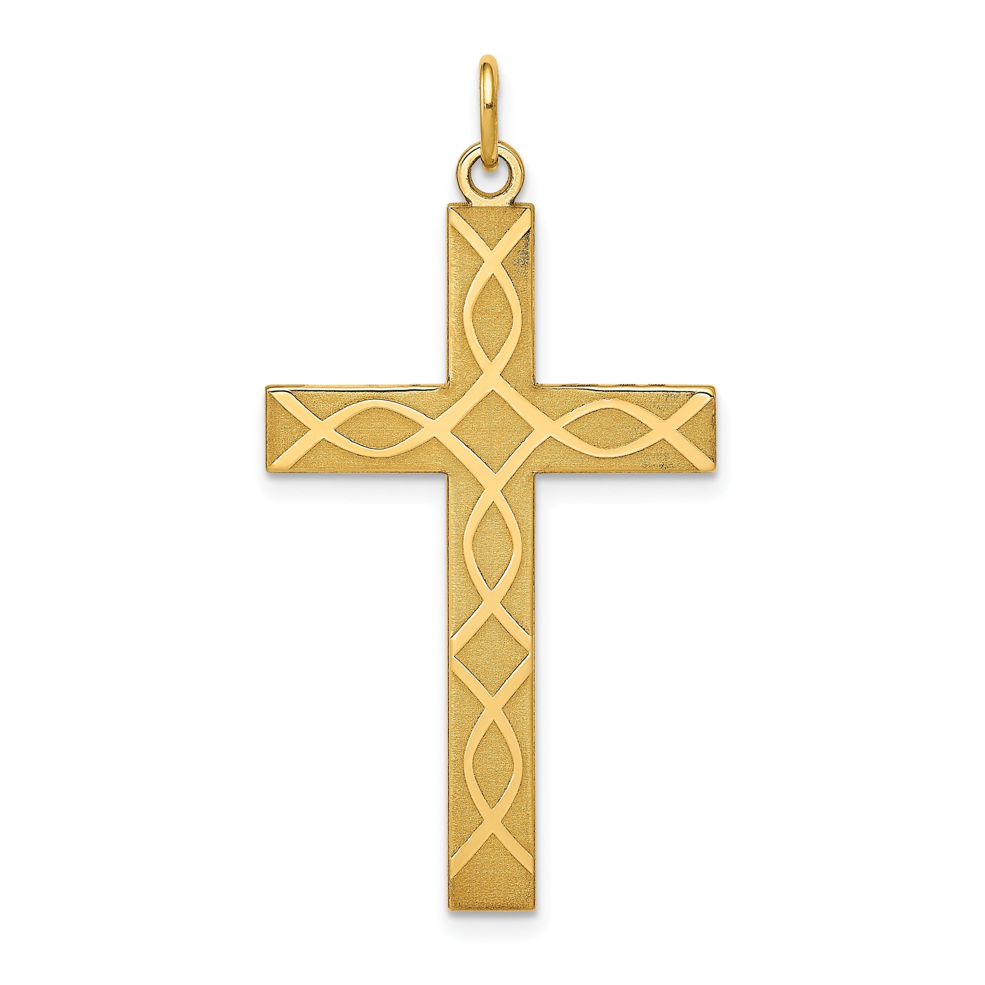 14K Laser Designed Ichthus Cross Charm