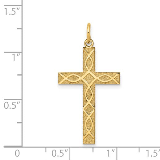 14K Laser Designed Ichthus Cross Charm