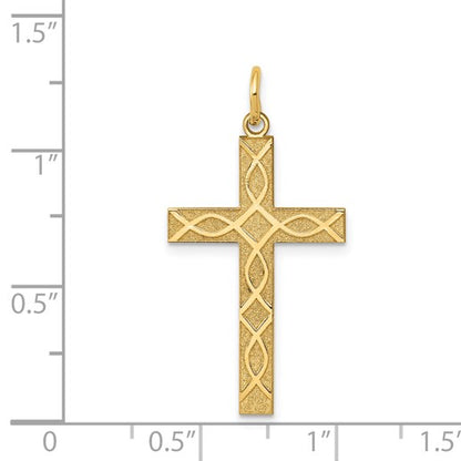 14K Laser Designed Ichthus Cross Charm