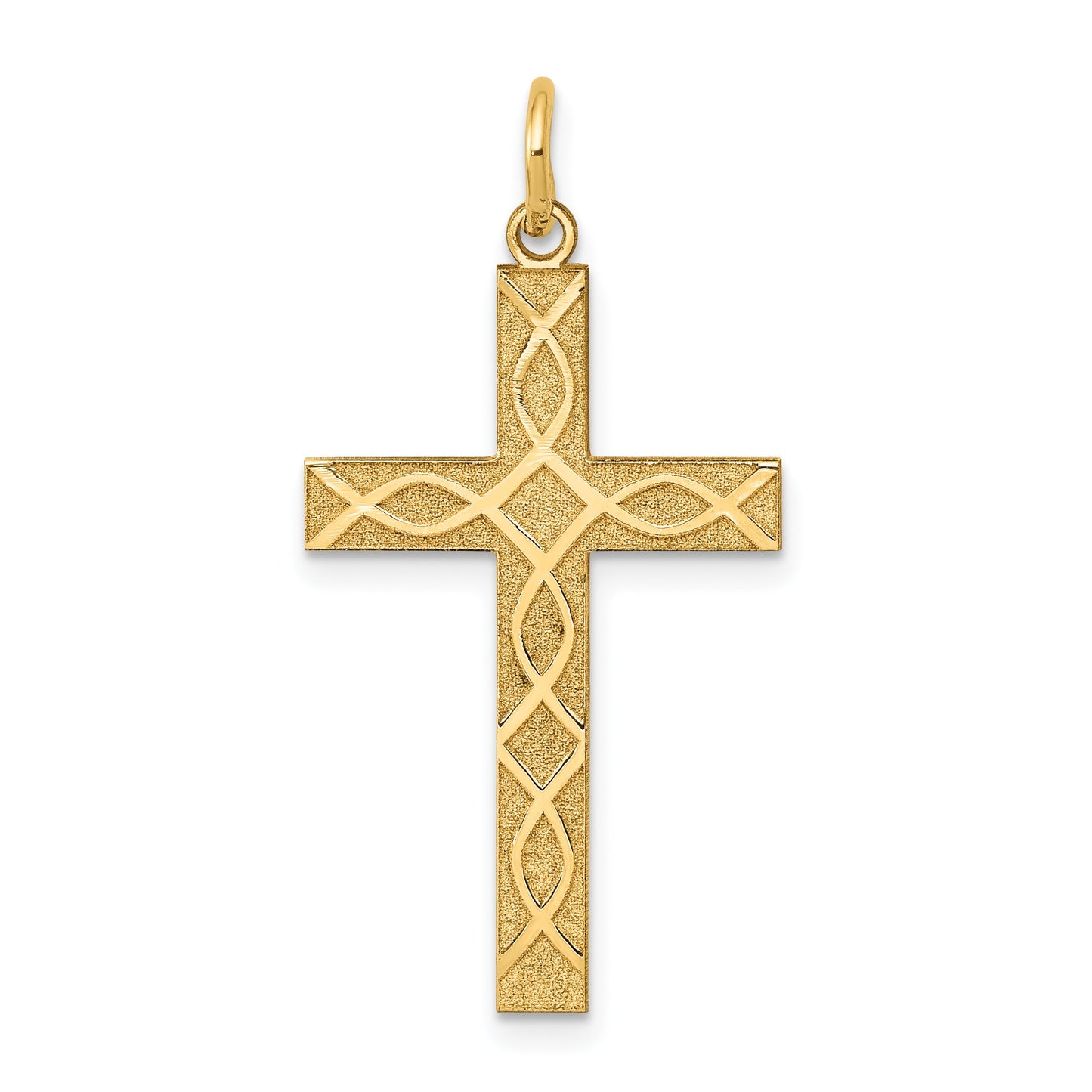 14K Laser Designed Ichthus Cross Charm