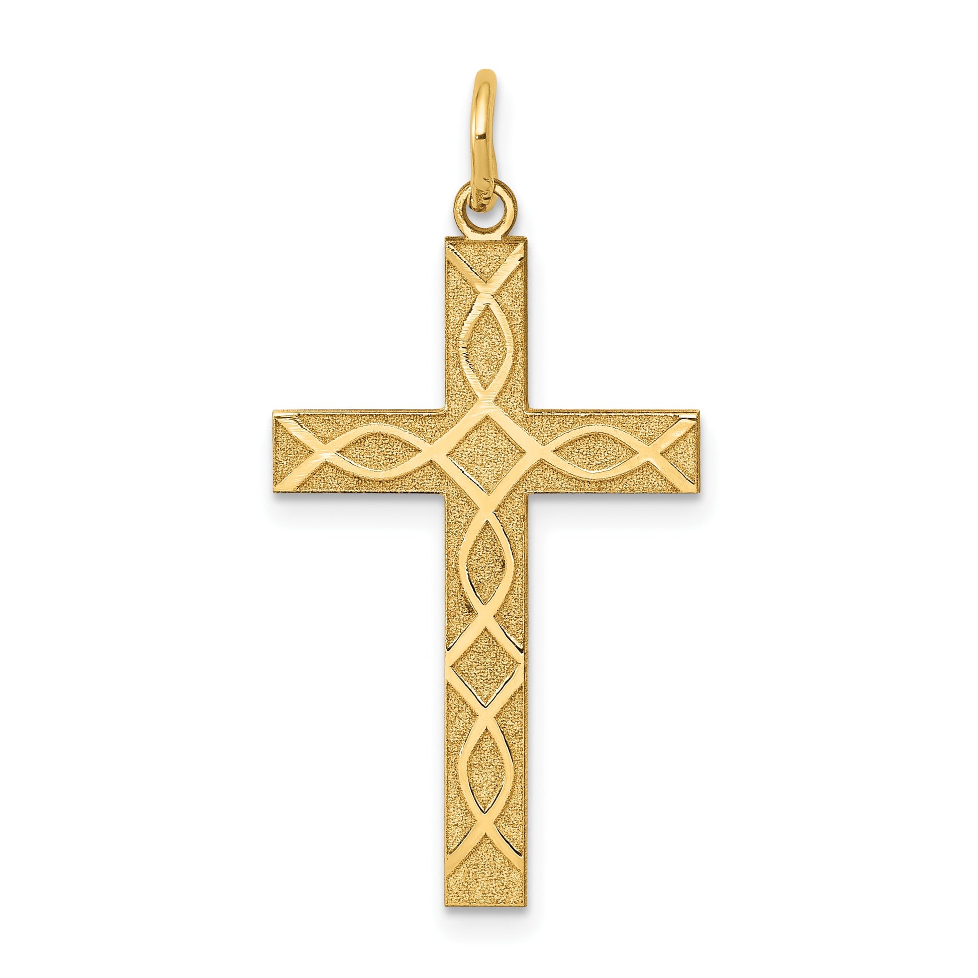14K Laser Designed Ichthus Cross Charm