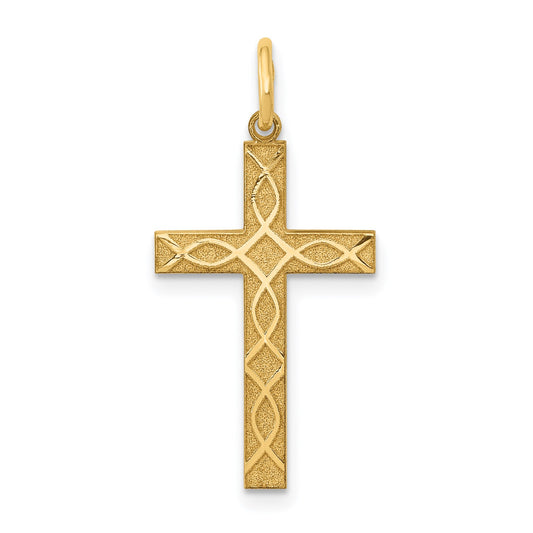 14K Laser Designed Ichthus Cross Charm