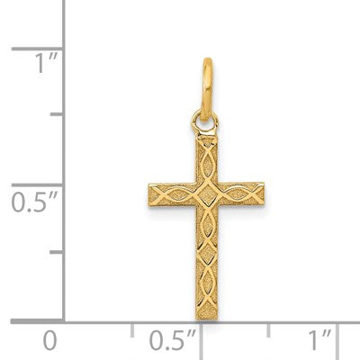 14K Laser Designed Ichthus Cross Charm