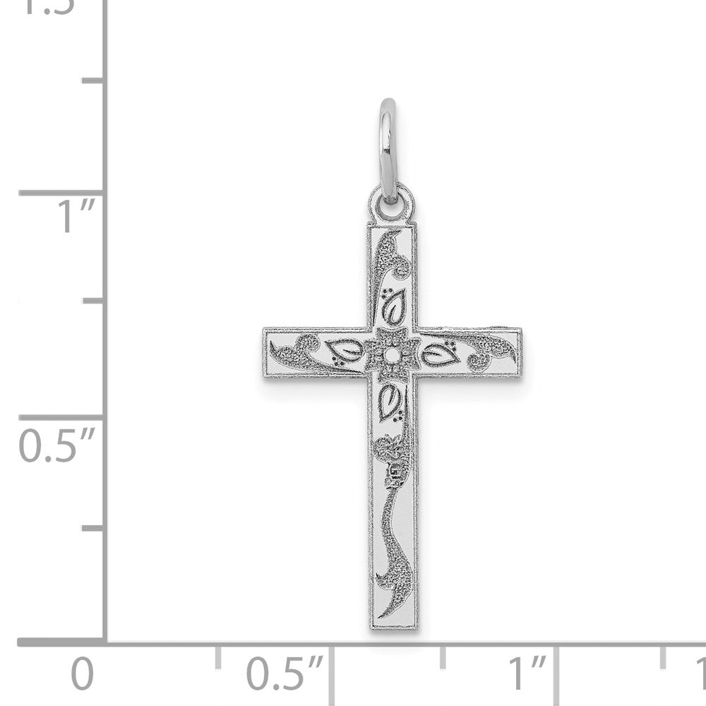 14K White Gold Laser Designed Cross Charm