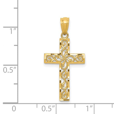 14k Filigree Cross Pendant