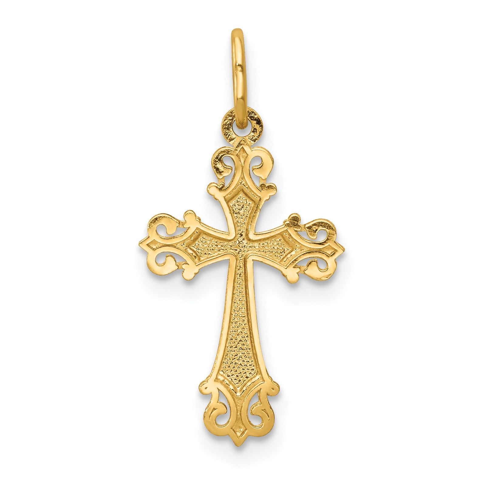 14K and White Rhodium Cross Charm