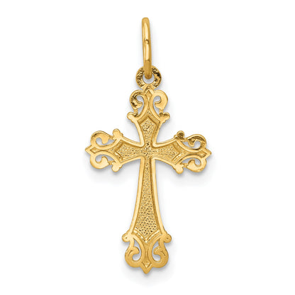 14K and White Rhodium Cross Charm