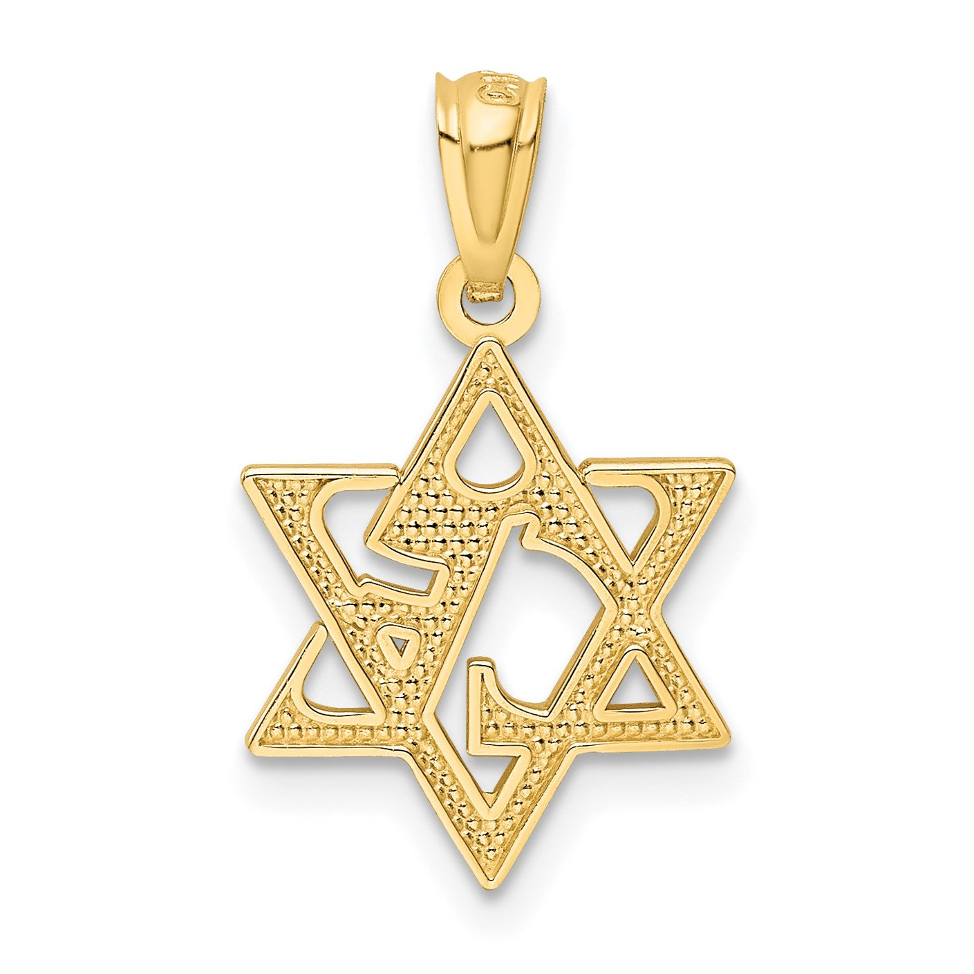 14k Polished and Textured Star of David Pendant