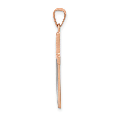 14k Rose Gold and White Rhodium Hollow Cross Pendant
