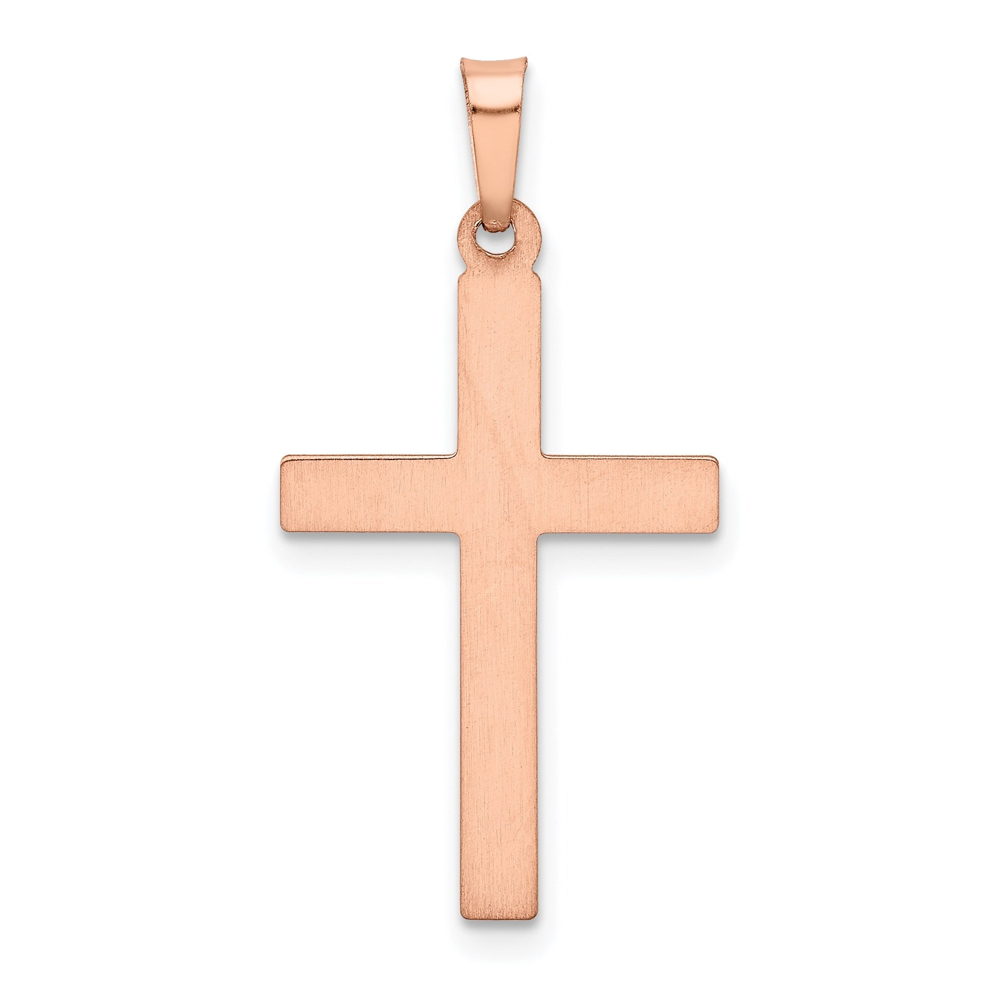 14k Rose Gold and White Rhodium Hollow Cross Pendant