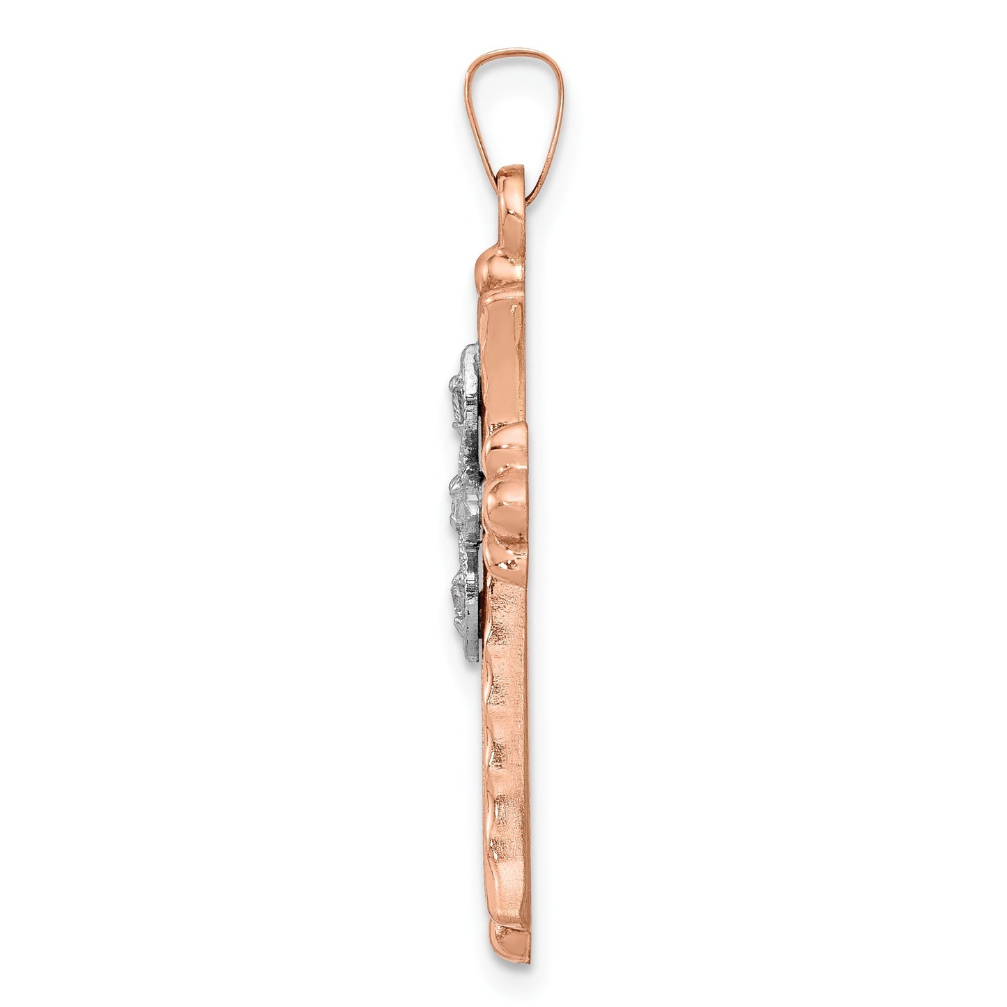 14k Two-tone 1/20 carat Diamond Cross Pendant